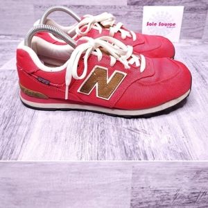 New Balance 574 Running Sneaker Pinkish Red Brown Men's sz 6.5